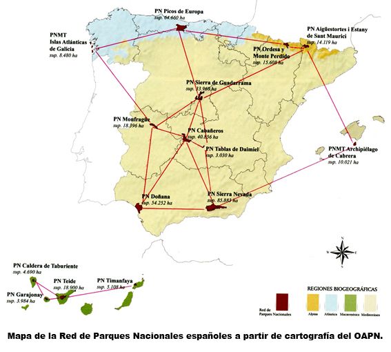 El mapa de la red de Parques Nacionales. Eduardo Martínez de Pisón.